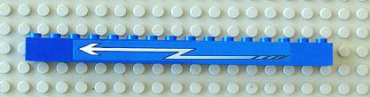 2465pb09 - Brick 1 x 16 with White Zigzag Arrow Left Pattern (Sticker) - Sets 4560 / 4561