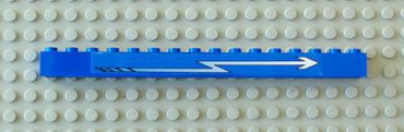 2465pb10 - Brick 1 x 16 with White Zigzag Arrow Right Pattern (Sticker) - Sets 4560 / 4561