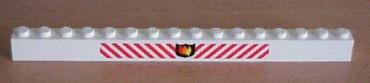 2465px2 - Brick 1 x 16 with Fire Logo Badge and Red Diagonal Stripes Pattern