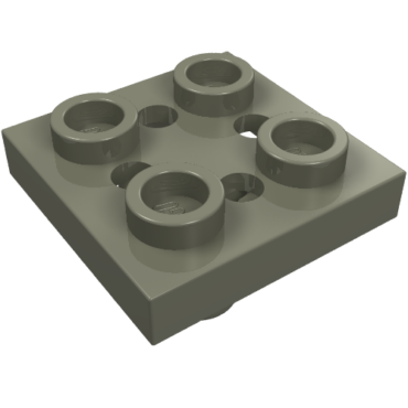 2476b - Plate, Modified 2 x 2 with Pin on Bottom, Small Holes in Plate and Locking Fingers on Underside