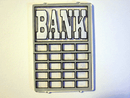 2494pb01 - Glass for Window 1 x 4 x 5 with White 'BANK' Pattern (Sticker) - Set 6765