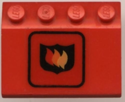 2513pb06 - Vehicle, Mudguard 3 x 4 Slope with Fire Logo Badge Large Pattern (Sticker) - Set 6571