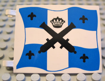 2525px2 - Flag 6 x 4 with Black Crossed Cannons and Crown with Black Dots over Blue and White Cross Pattern on Both Sides