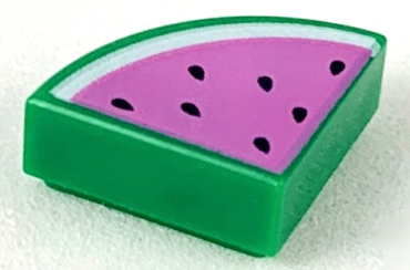 25269pb005 - Tile, Round 1 x 1 Quarter with Dark Pink Watermelon Pattern