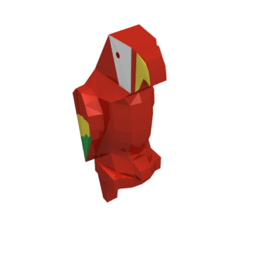 2546p01 - Bird, Parrot with Small Beak with Green and Yellow Feathers, White Face and Yellow Beak Pattern