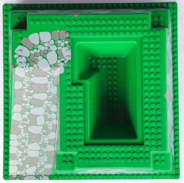 2552px6 - Baseplate, Raised 32 x 32 with Ramp and Pit with Dark Gray and Light Gray Rocks Pattern