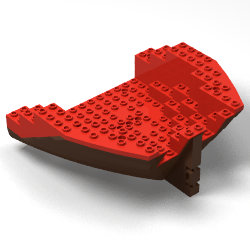 2558c02 - Boat, Hull Large Stern 14 x 16 x 5 1/3 with Red Top (2558 / 2559)