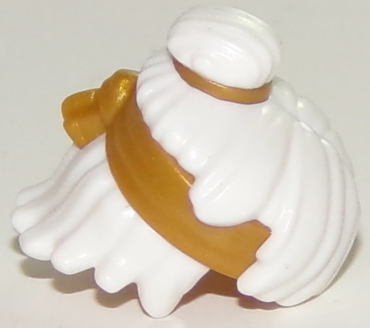25750pb02 - Minifigure, Hair Mid-Length Tousled, Top Knot Bun with Molded Pearl Gold Headband and Hair Tie Pattern