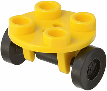 2655c02 - Plate, Round 2 x 2 Thin with Wheel Holder with Black Wheels (2655 / 2496)