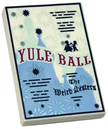 26603pb097 - Tile 2 x 3 with HP 'YULE BALL' Invitation, Snowflakes and 'The Weird Sisters' Pattern