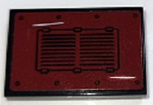 26603pb258 - Tile 2 x 3 with Black Vent and 2 White Scratches on Dark Red Background Pattern (Sticker) - Set 70424