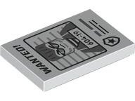 26603pb380 - Tile 2 x 3 with Black 'WANTED!' and Dark Bluish Gray Minifigure with '604-19' Pattern