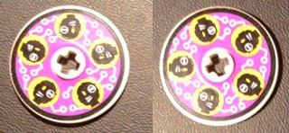 2723pb021b - Technic, Disk 3 x 3 with Black Cyber Heads on Purple Pattern on Both Sides (Stickers) - Set 8257