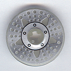 2723pb032 - Technic, Disk 3 x 3 with Disk Brake Silver Hub 5-Bolt Star with Holes-in-Line Pattern (Sticker) - Set 8646
