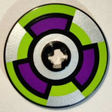 2723pb033 - Technic, Disk 3 x 3 with Purple, Lime, and Silver Target Pattern (Sticker) - Sets 8305 / 8307