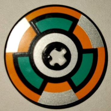 2723pb055 - Technic, Disk 3 x 3 with Dark Turquoise, Orange, and Silver Target Pattern (Sticker) - Sets 8305 / 8307