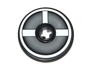 2723pb056 - Technic, Disk 3 x 3 with 3 White Radiating Bars (Air Intake to Engine) Pattern (Sticker) - Set 75004