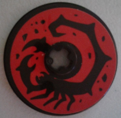 2723pb065 - Technic, Disk 3 x 3 with Black Scorpion on Red Background Pattern (Sticker) - Set 70589