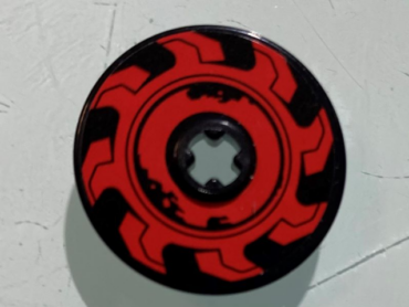2723pb087R - Technic, Disk 3 x 3 with Red Circular Saw Blade Pattern Model Right Side (Sticker) - Set 70639