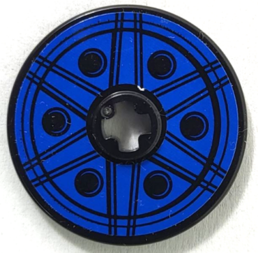 2723pb106 - Technic, Disk 3 x 3 with Blue Wheel with 6 Spokes and Holes Pattern (Sticker) - Set 75940
