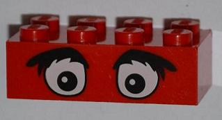 3001pb011 - Brick 2 x 4 with Eyes and Bushy Eyebrows Pattern