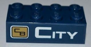 3001pb088L - Brick 2 x 4 with City Bank Logo and 'CITY' Pattern (Sticker) - Set 3661