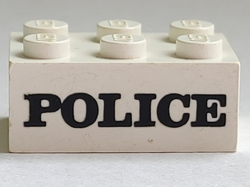 3002oldpb06 - Brick 2 x 3 with Black 'POLICE' Serif Bold Pattern (Embossed)
