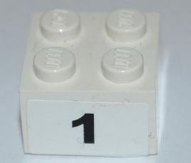 3003pb073 - Brick 2 x 2 with Black Number 1 Wide Bold Font Pattern (Sticker) - Set 8125