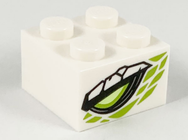 3003pb114 - Brick 2 x 2 with Lime and Yellowish Green Dragon Eye, Lime Scales Pattern on Two Sides