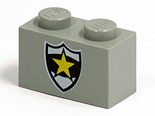 3004pb008 - Brick 1 x 2 with Police Yellow Star Badge Pattern