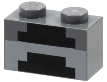 3004pb161 - Brick 1 x 2 with Minecraft Pixelated Furnace Unlit Pattern