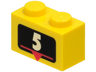 3004px2 - Brick 1 x 2 with White Number 5 Marker Pattern