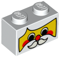 3004px20 - Brick 1 x 2 with Yellow Santa Face, Moustache, and Red Cheeks and Nose Pattern