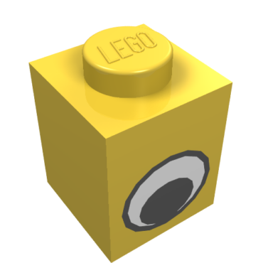 3005pe1 - Brick 1 x 1 with Eye Simple Black and White Pattern