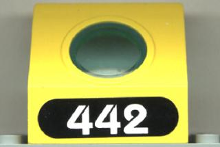 30080c01pb01 - Panel 4 x 3 x 3 with Trans-Light Blue Porthole with White '442' in Black Oval Pattern (Sticker) - Set 6442