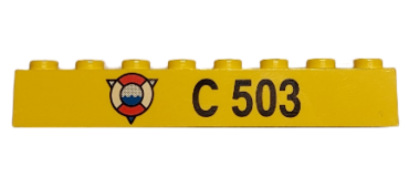 3008pb034 - Brick 1 x 8 with Coast Guard Logo on Triangle and Black 'C 503' Pattern