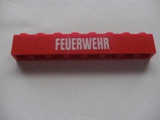 3008pb112 - Brick 1 x 8 with White 'FEUERWEHR' Pattern (Sticker) - Set 7239