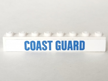 3008pb148 - Brick 1 x 8 with Blue 'COAST GUARD' Pattern (Sticker) - Set 60166