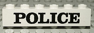 3009pb022 - Brick 1 x 6 with Black 'POLICE' Serif Pattern