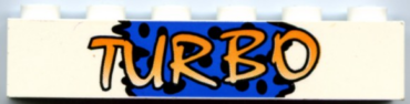 3009pb024 - Brick 1 x 6 with Yellow 'TURBO' on Blue Background and Black Spots Pattern