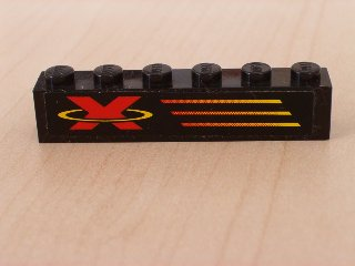 3009pb072L - Brick 1 x 6 with X-Treme Team Logo Left Pattern (Sticker) - Set 6567