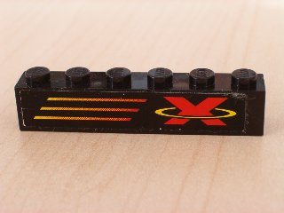 3009pb072R - Brick 1 x 6 with X-Treme Team Logo Right Pattern (Sticker) - Set 6567
