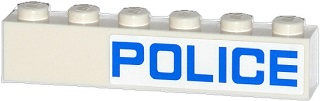 3009pb184R - Brick 1 x 6 with Blue 'POLICE' Pattern Model Right Side (Sticker) - Sets 60045 / 60046