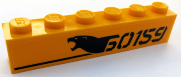 3009pb216L - Brick 1 x 6 with Black '60159', Panther Head and Black Stripe Pattern Model Left Side (Sticker) - Set 60159