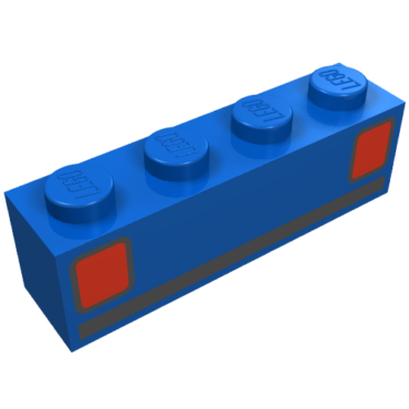 3010p09 - Brick 1 x 4 with Red Car Taillights and Black Stripe Pattern