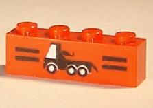 3010pb013 - Brick 1 x 4 with Black Stripes and Tow Truck Pattern