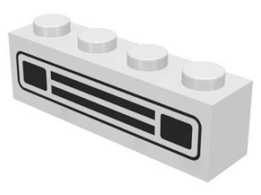 3010pb036s - Brick 1 x 4 with Car Grille Black Pattern (Surface Print)