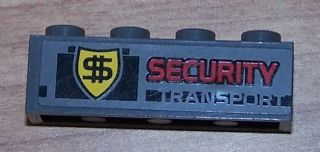 3010pb085 - Brick 1 x 4 with 'SECURITY TRANSPORT' Pattern (Sticker) - Set 8199