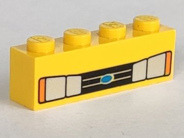 3010px2 - Brick 1 x 4 with Car Headlights, Black Grille, and Blue Oval Pattern