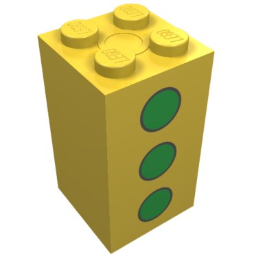 30145p02 - Brick 2 x 2 x 3 with 3 Green Dots Pattern